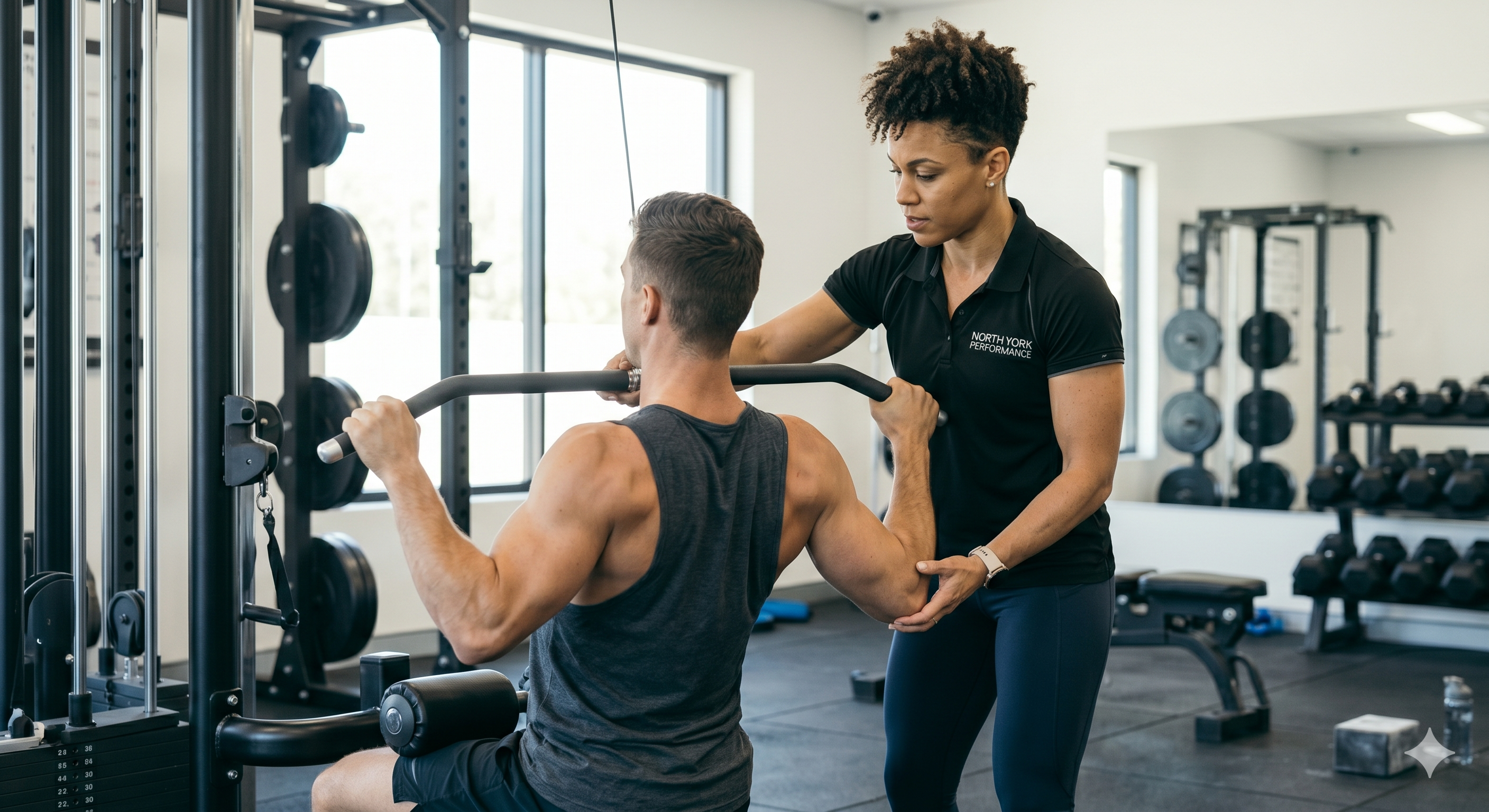 Athlete performing a lat pulldown